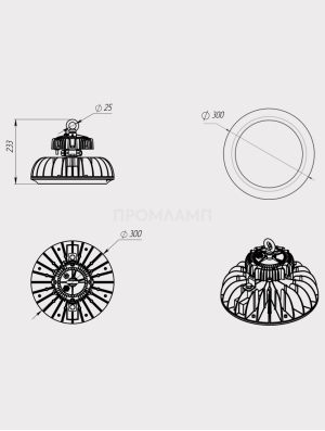 Размеры светильника FHB 69-150-840-F30